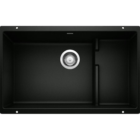 Blanco Precis Cascade Silgranit Super Single Undermount Kitchen Sink - Coal Black 442934